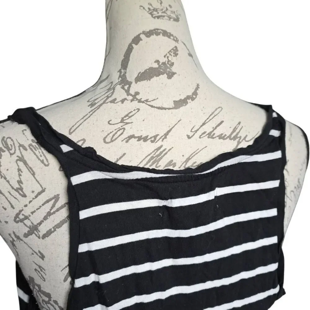 Workshop Republic Clothing Women's Size Large Black White Striped Racerback Tank